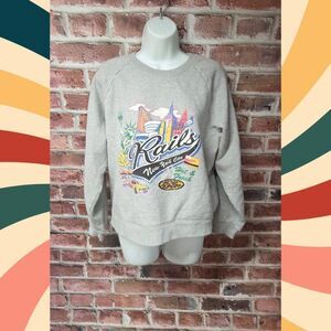 Rails Gray NEW YORK Ragland Sweatshirt – Vintage Crew Neck, Men’s Large
